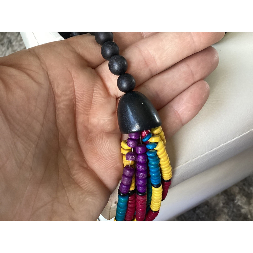 Beaded Multicolored Exotic Boho Statement Necklac… - image 4